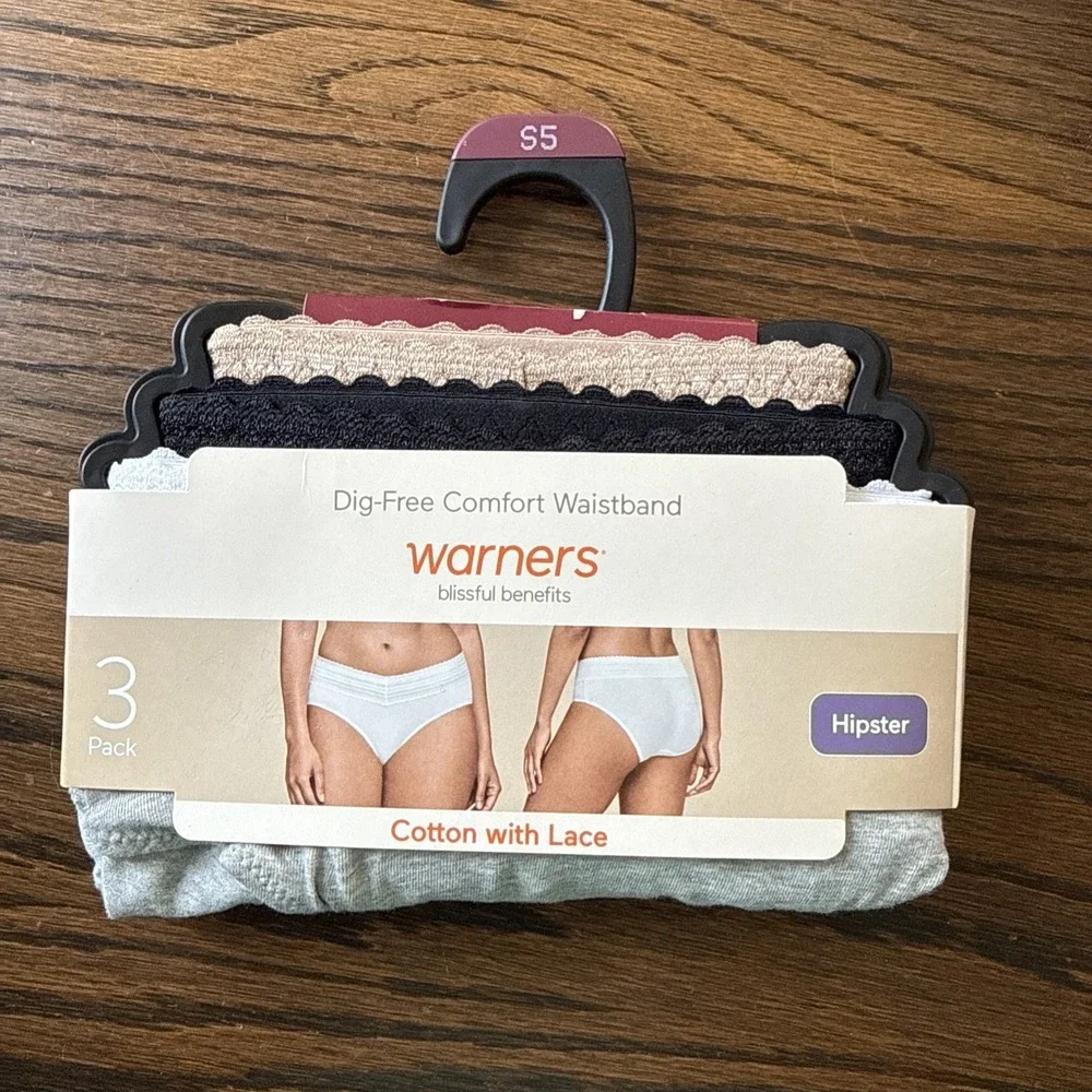 Warners Blissful Benefits Small Women Dig-Free Comfort Waist Lace Cotton‎ 3pk